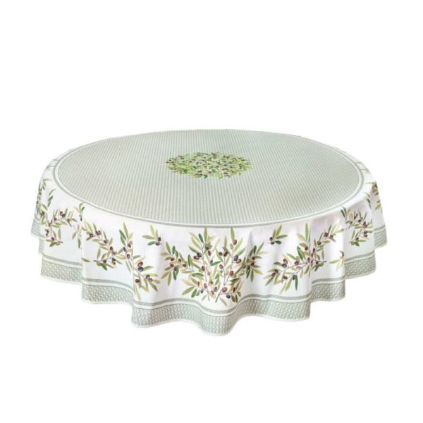フランス製 コットン撥水テーブルクロス☆ニヨン/グリーン 円形180cmサイズ F180-NYONS...