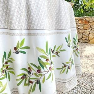 フランス製 コットン撥水テーブルクロス☆ニヨン/ホワイト 円形180cmサイズ F180-NYONS...