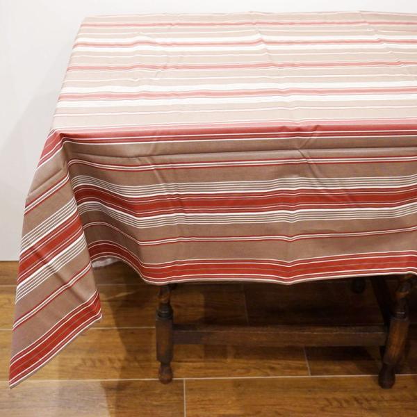 フランス製 コットン撥水テーブルクロス☆ストライプ/トープ 200x150cmサイズ F200150...