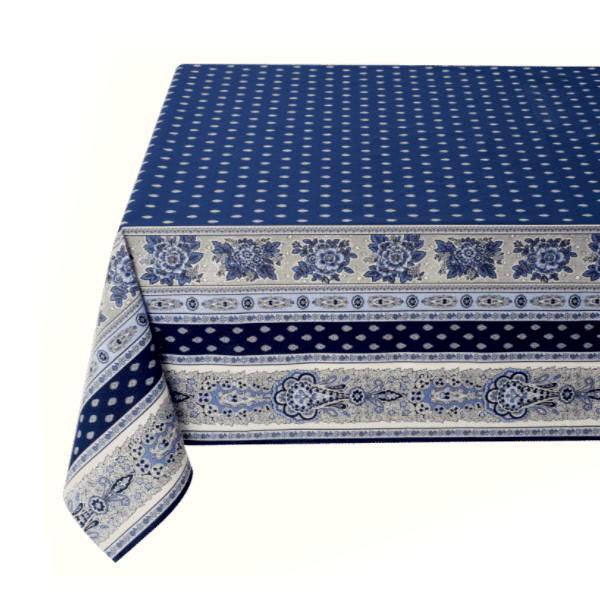 フランス製 コットン撥水テーブルクロス☆バスティード/ネイビー 200x150cmサイズ F2001...