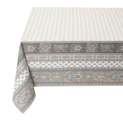 フランス製 コットン撥水テーブルクロス☆バスティード/ターコイズ 200x150cmサイズ F200...