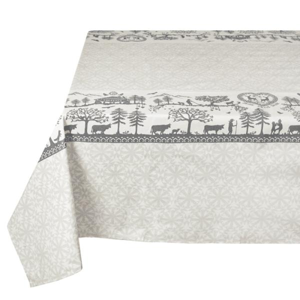 フランス製 コットン撥水テーブルクロス　ホームスイートホーム/グレー 約200x150cm　F200...