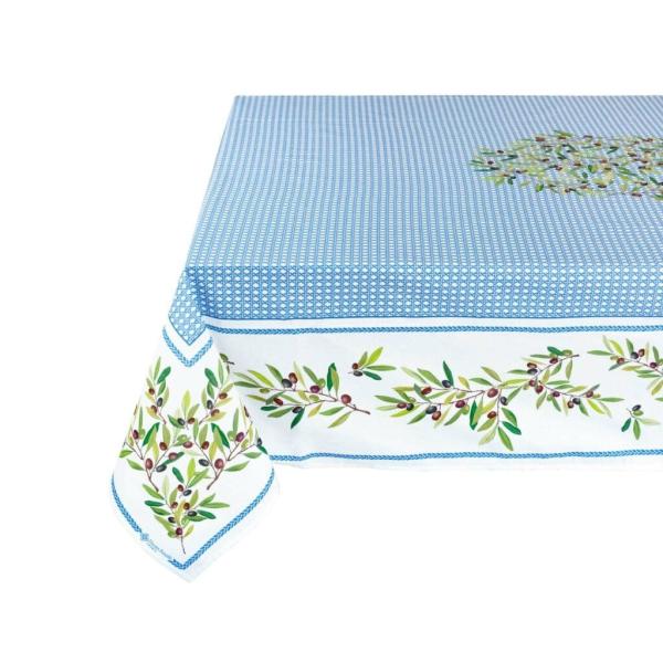 フランス製 コットン撥水テーブルクロス☆ニヨン/ブルー 200x150cmサイズ F200155-N...