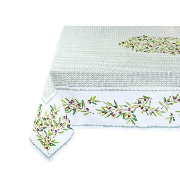 フランス製 コットン撥水テーブルクロス☆ニヨン/グリーン 200x150cmサイズ F200155-...