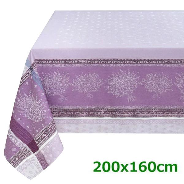 フランス製 ジャカード織　撥水テーブルクロス　ルールマラン/ラベンダー　200x160cmサイズ　F...