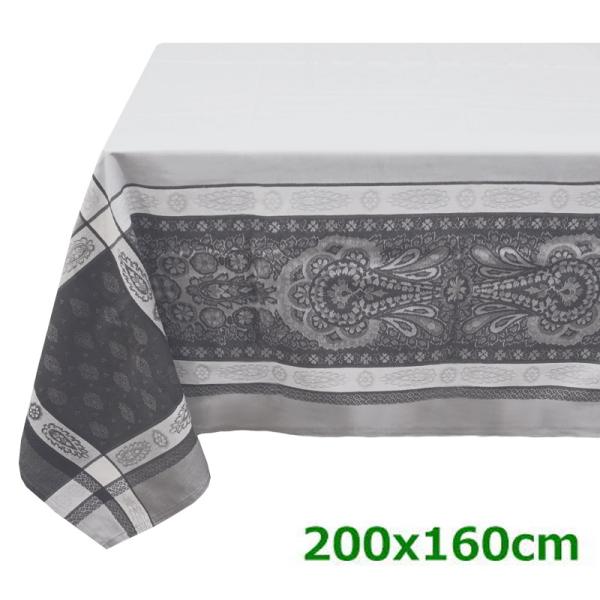 フランス製 ジャカード織 撥水テーブルクロス ヴォクリューズ/グレー 約200x160cm F200...