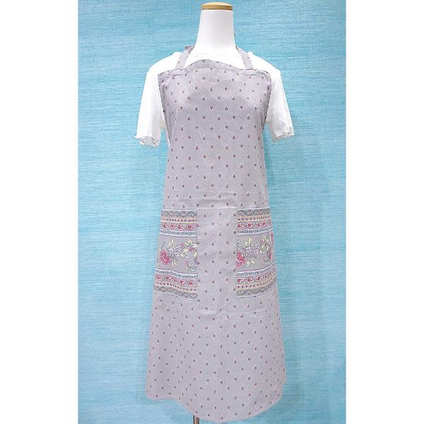 【メール便OK】南仏プロヴァンス製　コットンエプロン　アヴィニョン/グレー　FAP-AVIGNION...