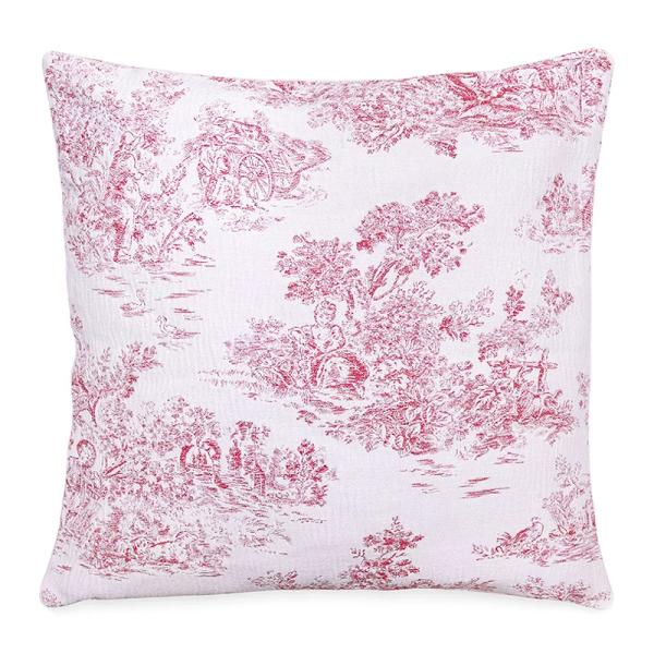 フランス製 ジャカード織クッションカバー40〜45cm角対応（両面同柄）FCC-CRLN-RD トワ...