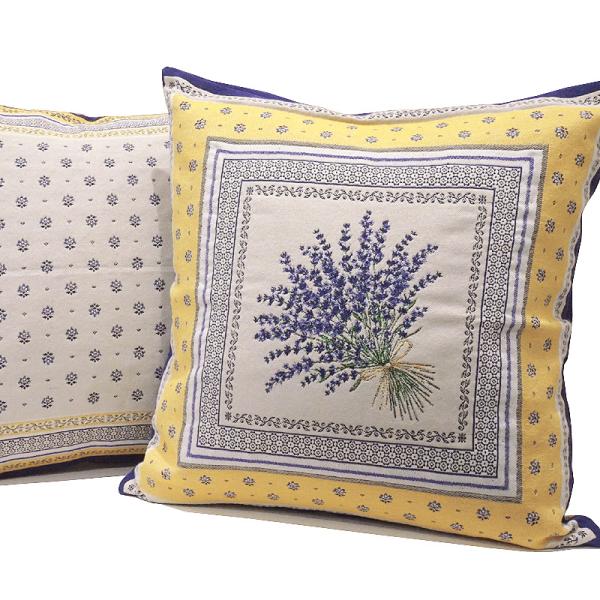 フランス製ジャカード織クッションカバー45cm角　両面柄ちがい FCC-CST-YL カスティヨン/...