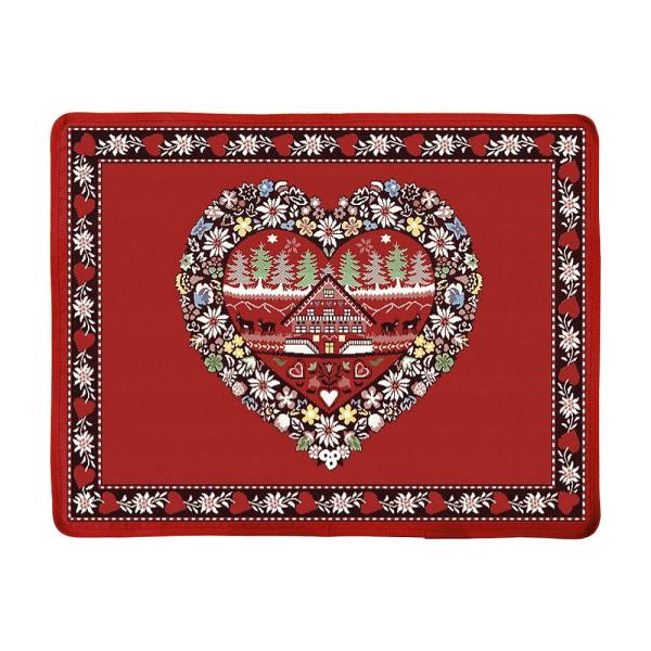 フランス製 ジャカード織プレースマット◆FLM-PLG-RD ラプラーニュ/レッド