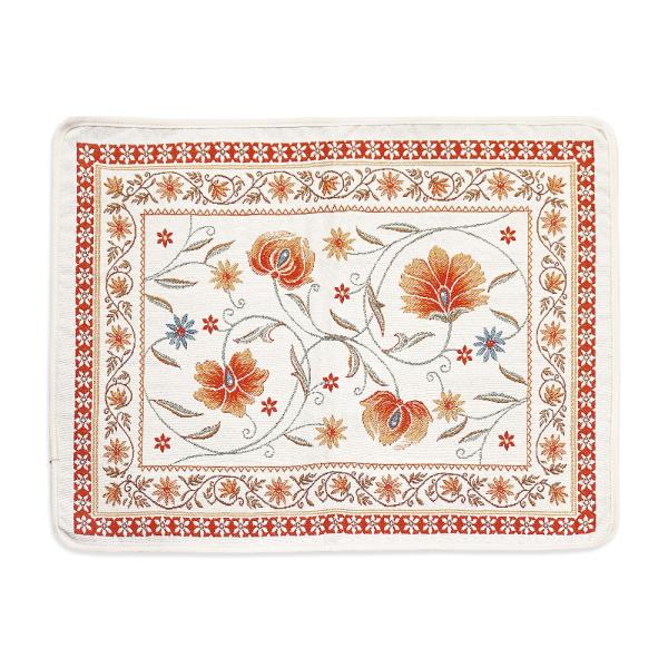 フランス製　ジャカード織プレースマット　FLM-SLN-RD　シヤン/オレンジ