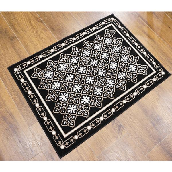 フランス モケット織マット 70×50cm　チュイル/ブラック　FRG50-TUIRE-BK