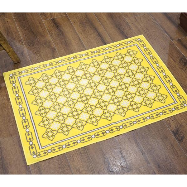 フランス モケット織マット 90×60cm　チュイル/イエロー　FRG60-TUIRE-YL