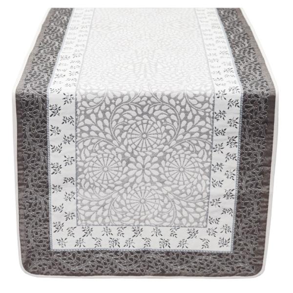 フランス製 ジャカード織 テーブルランナー オーブラック/ブルー FRN-AUB-BL