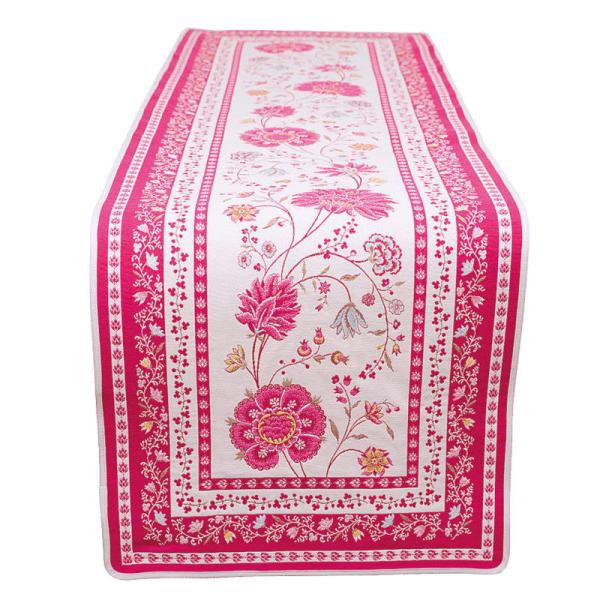 フランス製ジャカード織テーブルランナー◆FRN-MNT-PK モンテスパン/ピンク