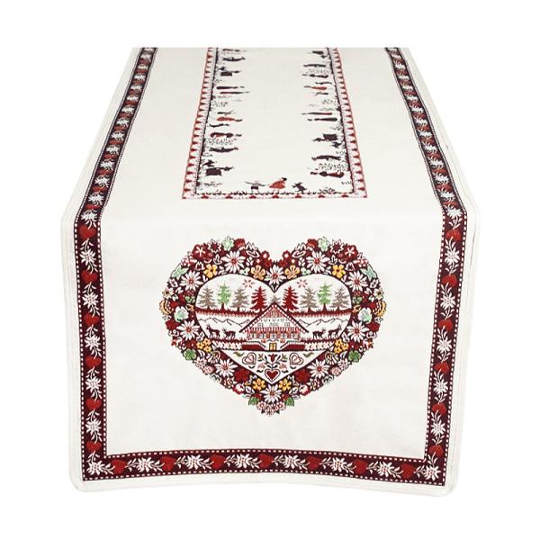 フランス製 ジャカード織テーブルランナー　FRN-PLG-CR　ラプラーニュ/クリーム