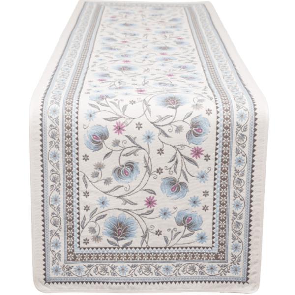 フランス製ジャカード織テーブルランナー◆FRN-SLN-BL シヤン/ブルー