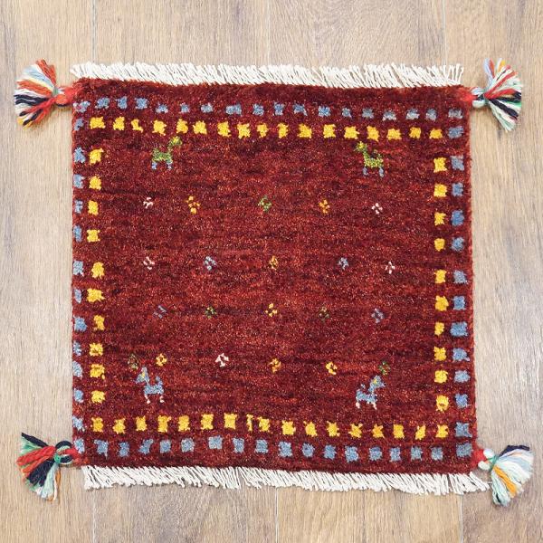 手織りギャッベ　GB40-457　座布団サイズ　約40×39cm