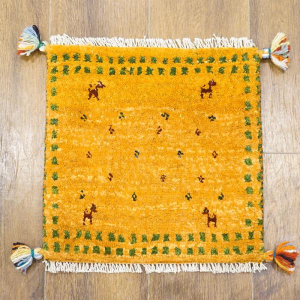 手織りギャッベ　GB40-463　座布団サイズ　約40×38cm