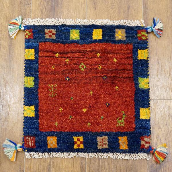 手織りギャッベ　GB40-471　座布団サイズ　約41×37.5cm