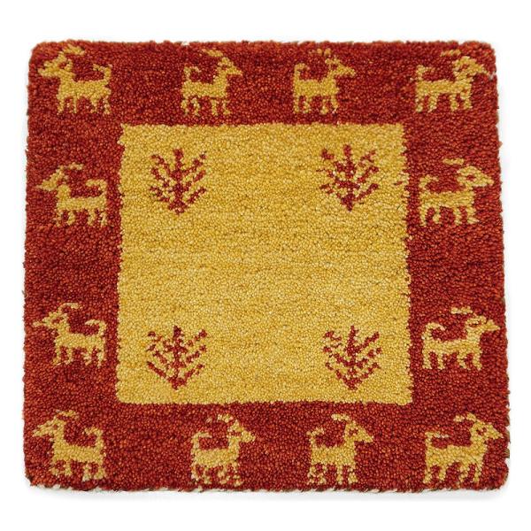 インド手織りギャッベ　GBI40-003　座布団サイズ　約41.5×42cm