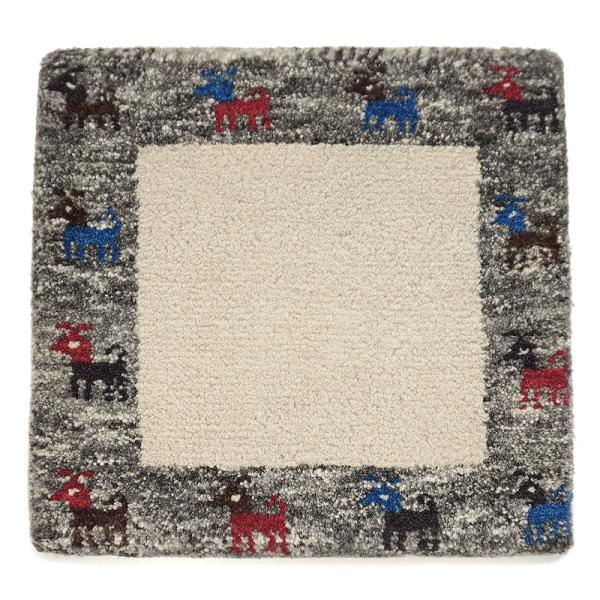 インド手織りギャッベ　GBI40-004　座布団サイズ　約41×40cm