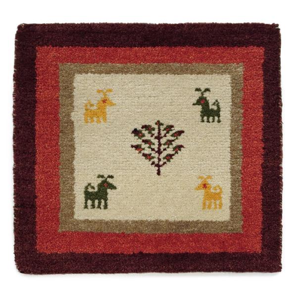 インド手織りギャッベ　GBI40-007　座布団サイズ　約40.5×39.5cm