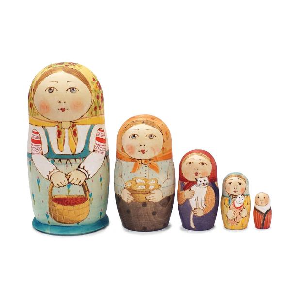 ロシア　オリガ・ロバノワ作　マトリョーシカ（5P）　MAT-145