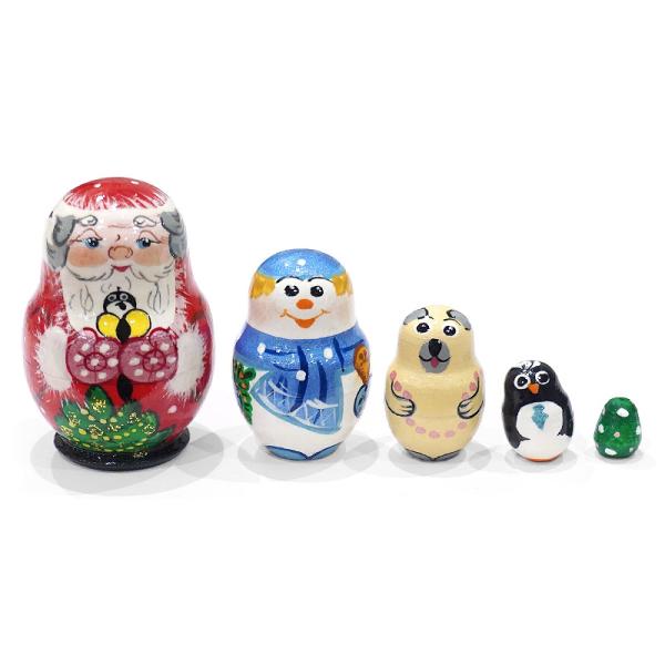 ロシア　サンタクロース クリスマス ミニマトリョーシカ（5P） MAT-182