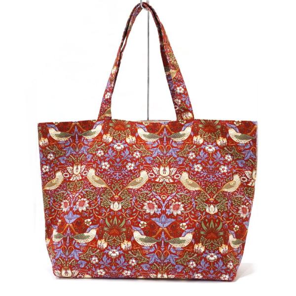 Morris Collection いちご泥棒 トートバッグ 横長Lサイズ/レッド　MB-TTW-L...