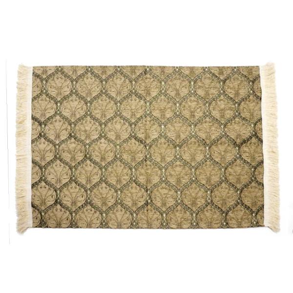 玄関マット トルコ製 シェニール織 MT-70-PKBR ピーコック柄/ベージュ 75×50cm前後