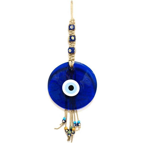 トルコ製 ナザールボンジュウ トルコのお守り オーナメント ガラスビーズ付 目玉直径22cm N-7...