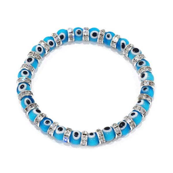 【メール便ＯＫ】トルコ製 ナザールボンジュウ トルコのお守り きらきらガラスビーズブレスレット/ブル...