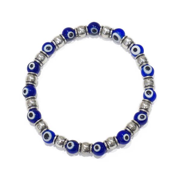 【メール便ＯＫ】トルコ製 ナザールボンジュウ ビーズブレスレット N-B12570NV ネイビー