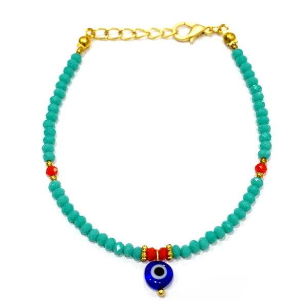 【メール便ＯＫ】トルコ製 ナザールボンジュウ トルコのお守り ビーズブレスレット N-B13477T...