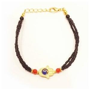 【メール便ＯＫ】ナザールボンジュウ トルコのお守り ビーズブレスレット N-B13759BK ブラッ...