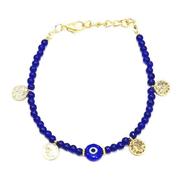 【メール便ＯＫ】トルコ製 ナザールボンジュウ トルコのお守り ビーズブレスレット N-B14158N...