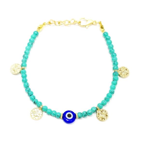 【メール便ＯＫ】トルコ製 ナザールボンジュウ トルコのお守り ビーズブレスレット N-B14158T...
