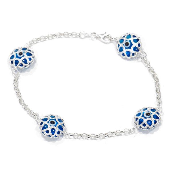 トルコ製 ナザールボンジュウ トルコのお守り シルバーブレスレット N-BS3401B