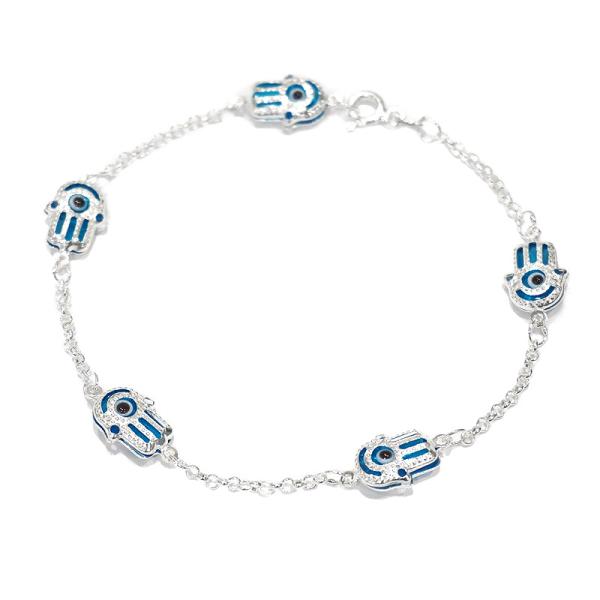 トルコ製 ナザールボンジュウ トルコのお守り シルバーブレスレット N-BS6008B ファティマの...