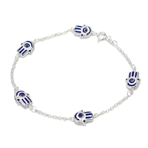 トルコ製 ナザールボンジュウ トルコのお守り シルバーブレスレット N-BS6008N ファティマの...