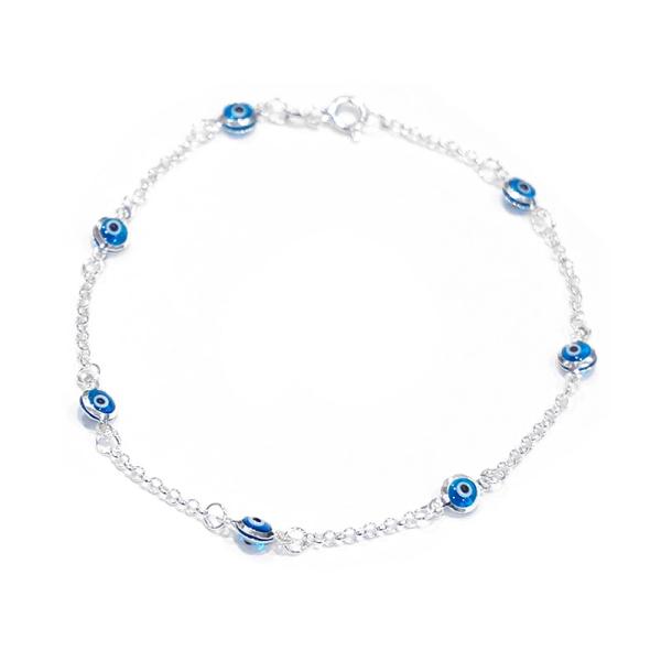 【メール便ＯＫ】トルコ製 ナザールボンジュウ トルコのお守り シルバーブレスレット N-BS6121...