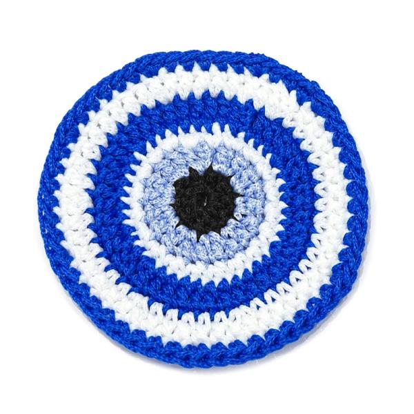 【メール便ＯＫ】トルコ製 トルコのお守り ナザールボンジュウ 手編みコースター N-COASTER