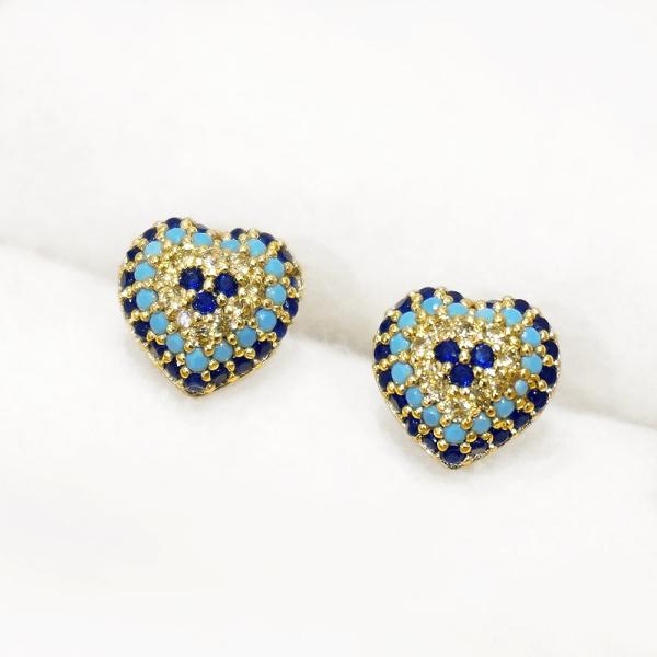 【メール便ＯＫ】トルコ製 ナザールボンジュウピアス N-E4008 ハート