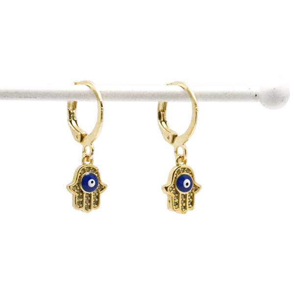 【メール便ＯＫ】トルコ製 ナザールボンジュウピアス ファティマの手/ネイビー N-E4015-NV