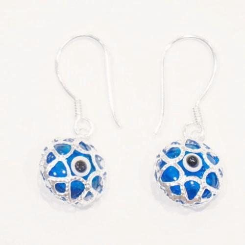 【メール便ＯＫ】トルコ製 ナザールボンジュウ トルコのお守り ピアス N-ES3601B シルバー9...