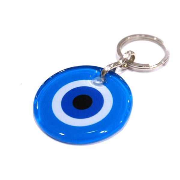 【メール便ＯＫ】トルコ製 ナザールボンジュウキーホルダー ラウンド(ガラス)/ブルー N-K1444...