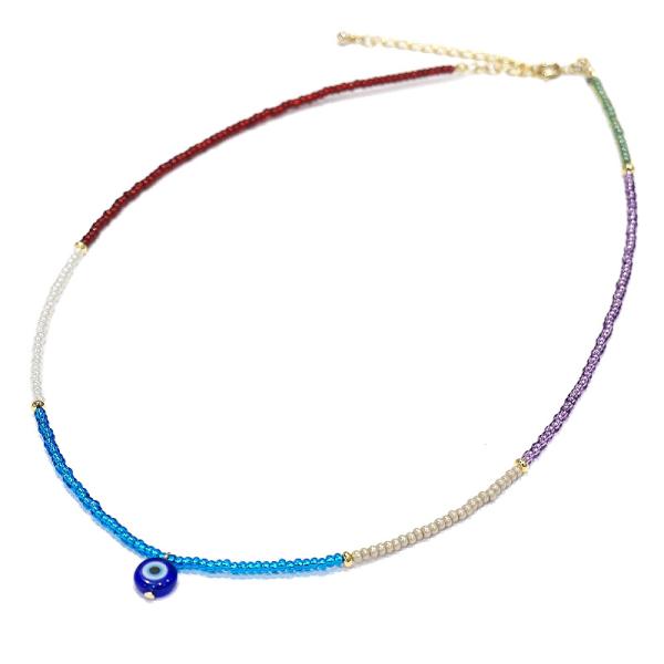 【メール便ＯＫ】ナザールボンジュウ　トルコのお守り　ビーズネックレス　N-NBEADS-02