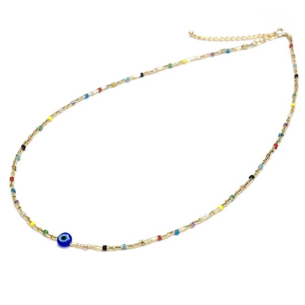 【メール便ＯＫ】トルコ製 ナザールボンジュウ トルコのお守り ビーズネックレス N-NBEADS-1...