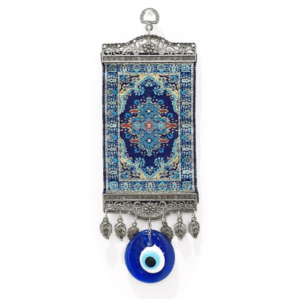 【メール便ＯＫ】トルコ製 ナザールボンジュウ トルコのお守り メタルオーナメント 絨毯柄/ネイビー ...